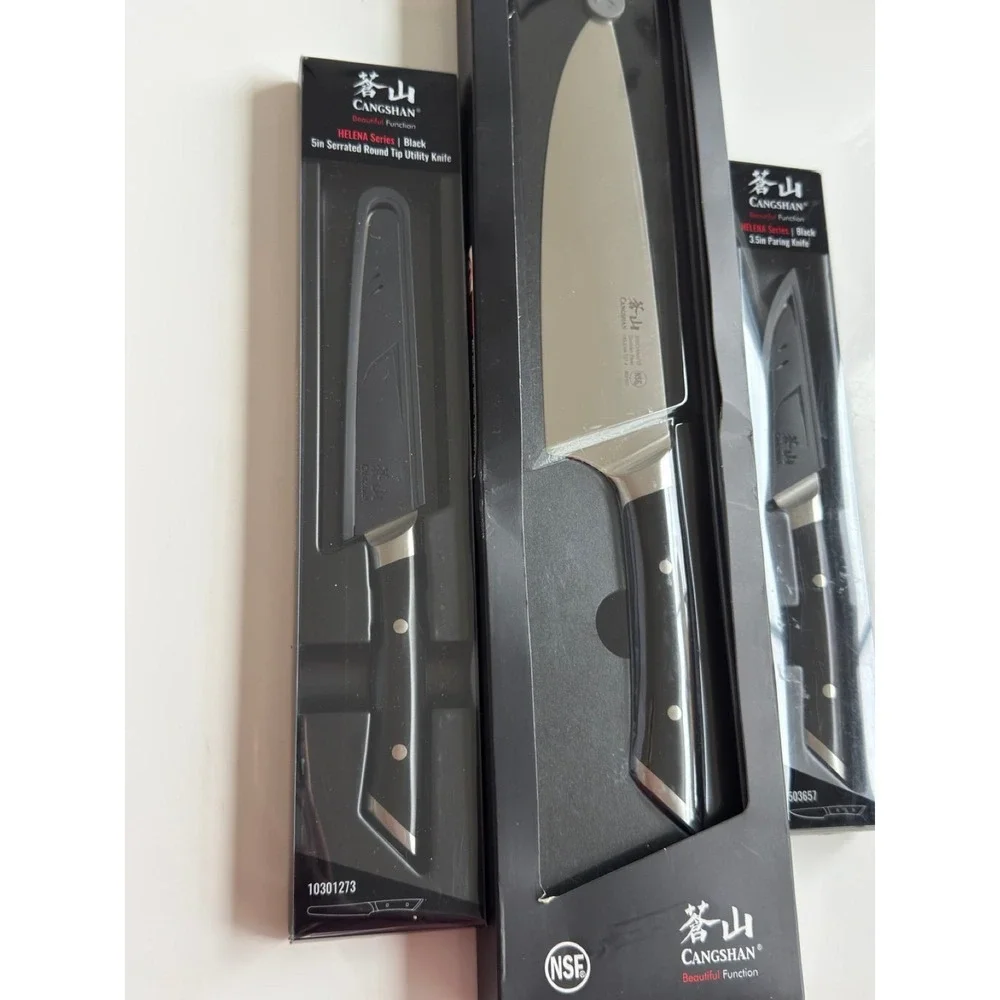 Cangshan Helena 3 pc Knife Set NIB Retail $137 - Utility, Chef's, Paring Knives